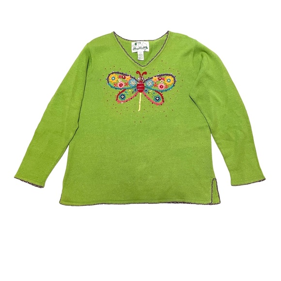 Quacker Factory Ladies Butterfly Cotton Blend Sweater - Picture 8 of 8